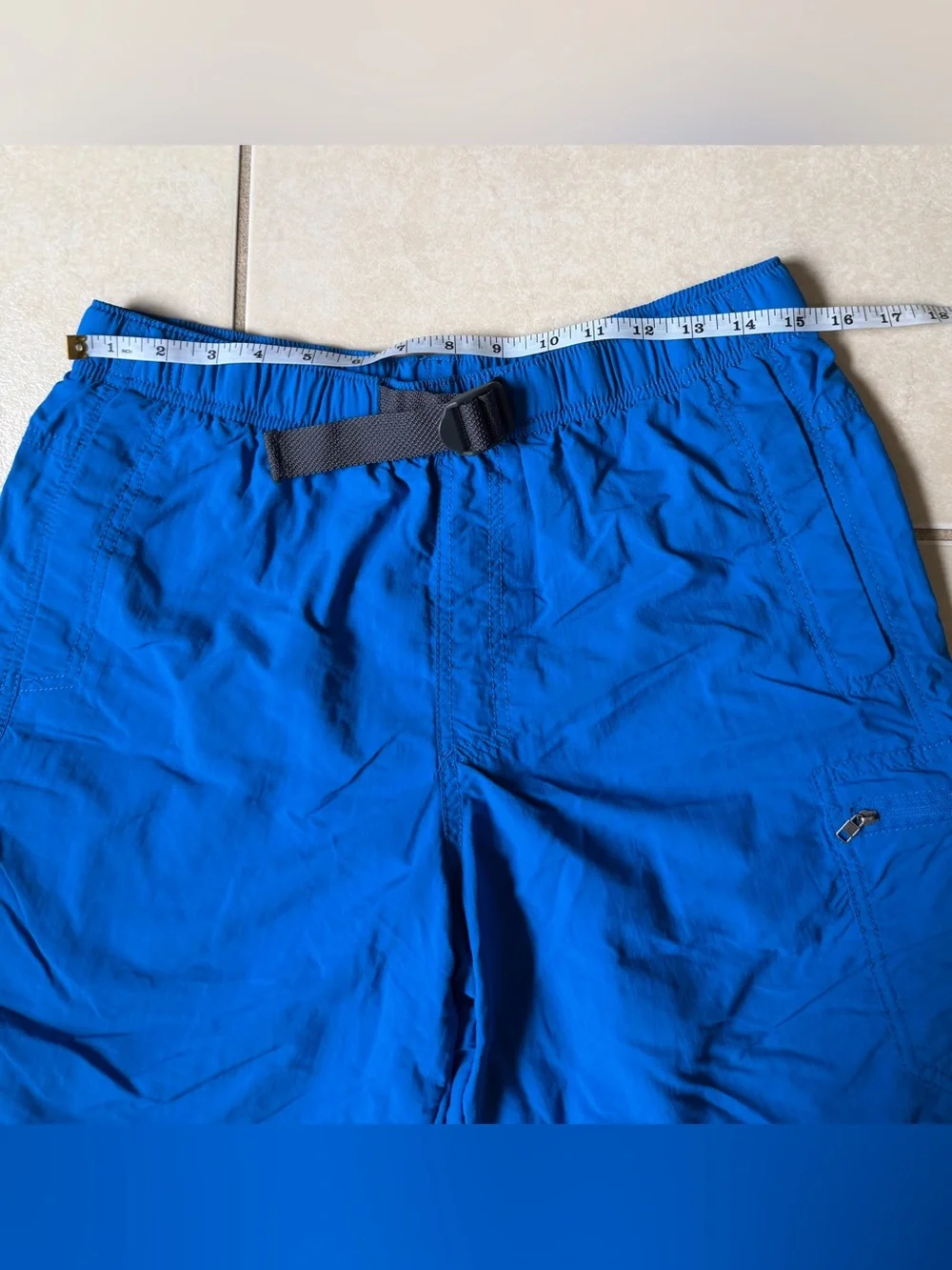 Columbia Mens Cargo Shorts S Packable Blue Belted Mesh Liner Nylon Swim Hiking